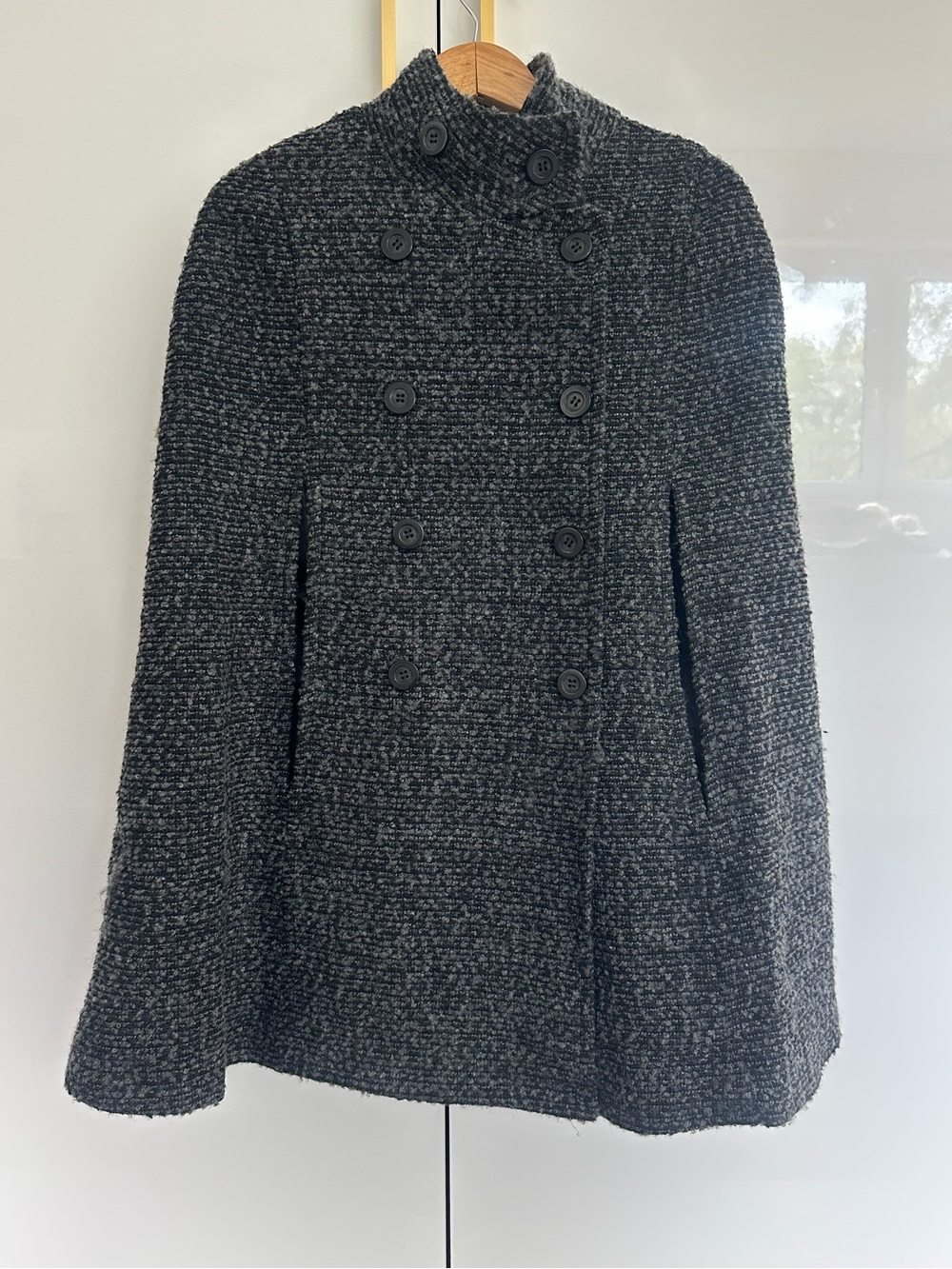 Love Stitch Wool Blend tweed Bouclé Cape Poncho Coat S/M NWT